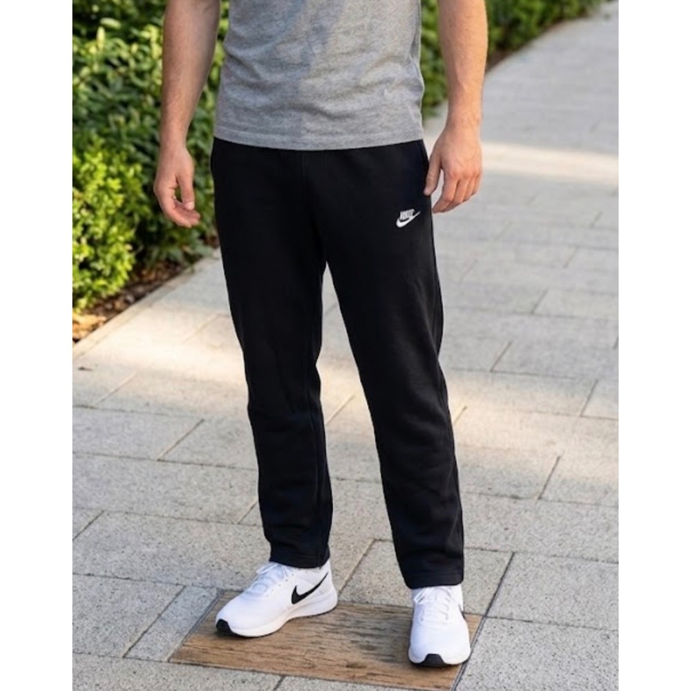 Nike Mens Club Fleece Sweatpants Black Straight Leg Joggers Size M